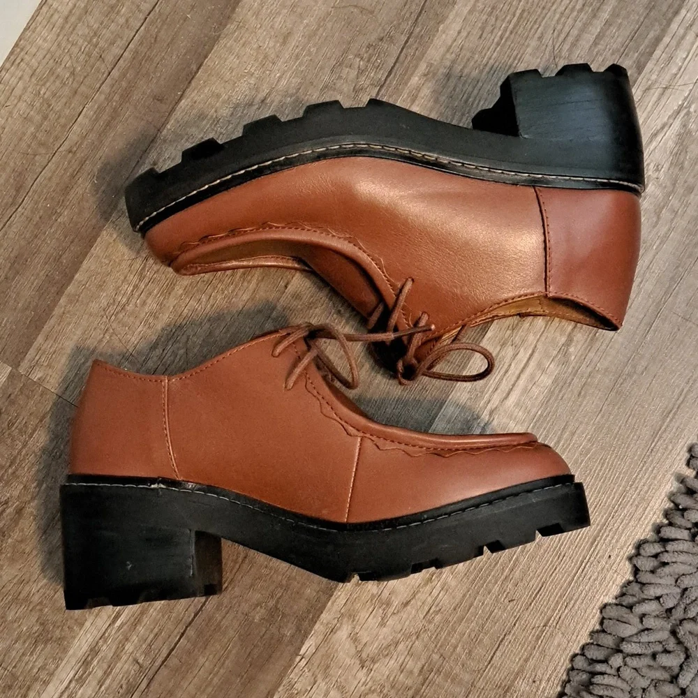Madewell Brown Leather Oxfords with Platform Sole